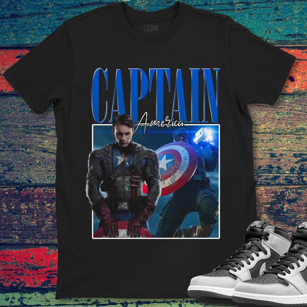 Captain America Poster Marvel Avenger Vintage Unisex Gift T-Shirt